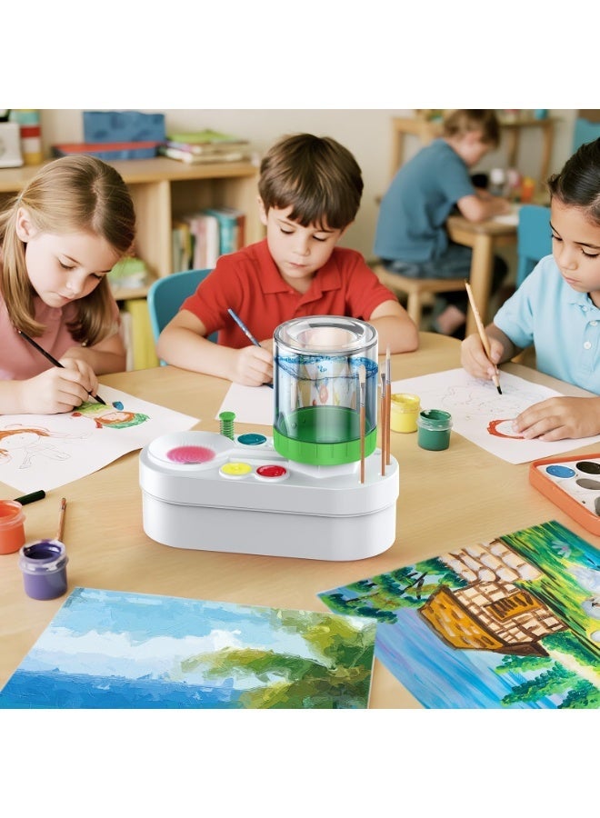 OSHIMA 2026 Upgraded Paint Brush Cleaner Tool, Brush Paint Cleaner with Drain & Holder 3-in-1 Water Circulation Cleaning Station, Portable Water Circulation Paint Brushs Washer Tool for Kids Adults - Image 4